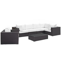 Modway Convene 7 Piece Outdoor Patio Sectional Set in Espresso White
