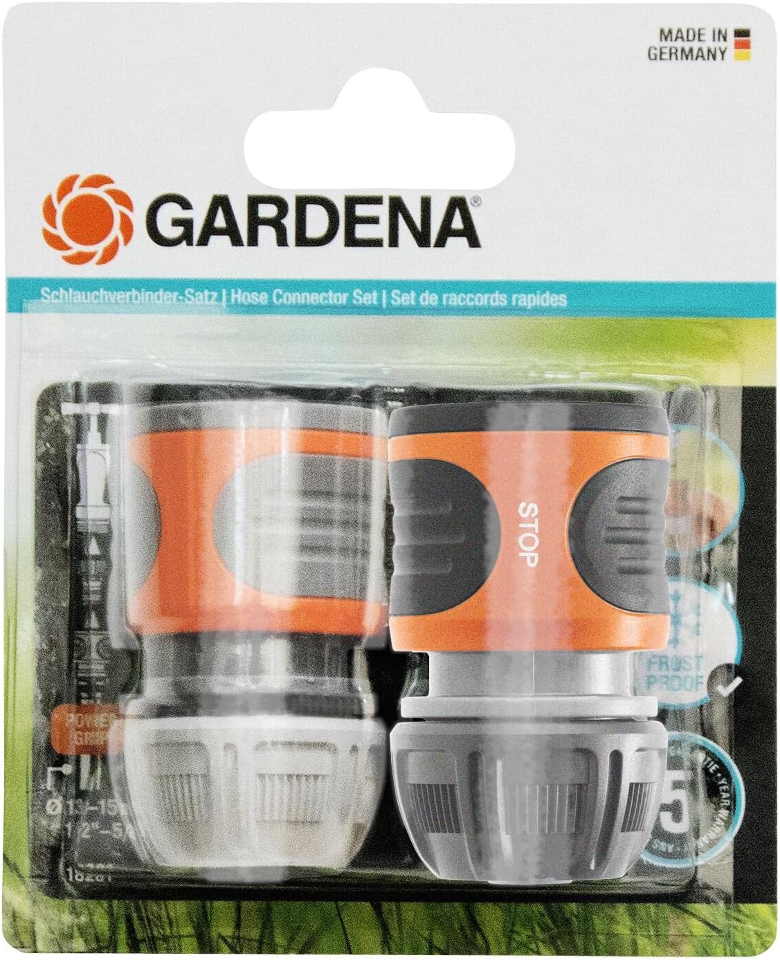 GARDENA Hose Connector Set 13 mm (1/2 inch) and 15 mm (5/8 inch): For the beginning and end of