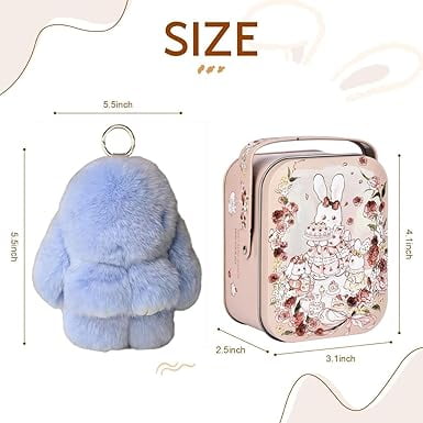 Bunny Keychain with Tin, Handmade Plush Bunny Keychain, Soft Fluffy Rabbit Charm, Easter Gift