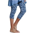 thumbnail image 3 of TaTaai Womens Faux Denim Print 3/4 Leggings High Waist Tight Yoga Pants Breathable Casual Workout Trousers for Spring Summer Daily Gym Gift, 3 of 7