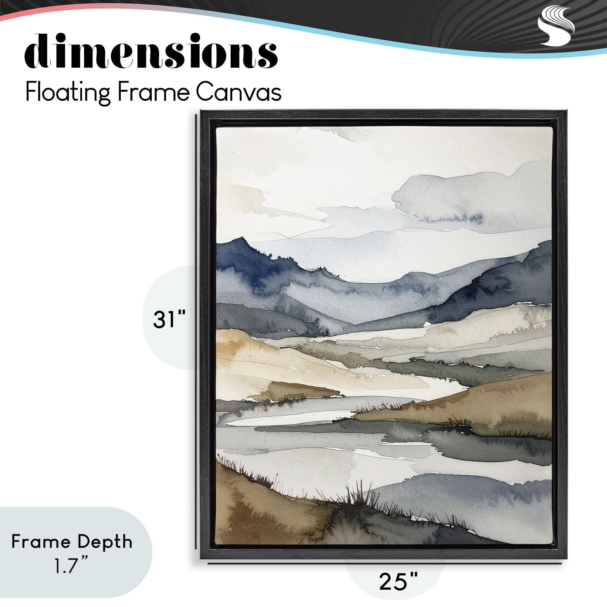 Stupell Industries Flow Of Water River Black Framed Floater Canvas Wall Art, design by Alonza Saunders