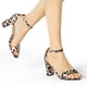 thumbnail image 2 of Sandalias Tacón Grueso Allegra K Punta Abierta Correa De Tobillo Leopardo Blanco 39 EU, 2 of 7