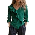 thumbnail image 3 of Womens Clothes Summer Kelon Dresses for Women Long Sleeve V Neck Boho Tops Business Casual Outfit Summer Clothes, 3XL, 3 of 6