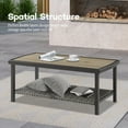 thumbnail image 4 of Ulax Furniture 37.3”(L) x 19.5”(W) Steel Coffee Table Outdoor Wicker Rectangular Table with Wooden-like Top, 4 of 6