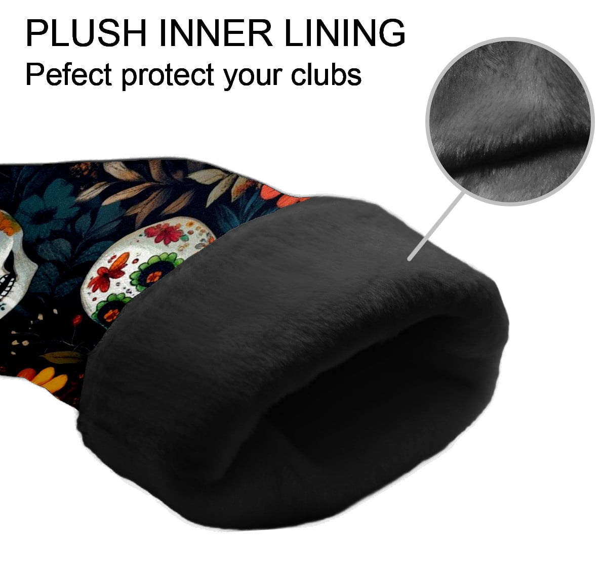 Golf Club Covers PU Leather Waterproof Head Covers for Fairway Woods Hybrids Skeleton Rose Unisex Fits Most Brands