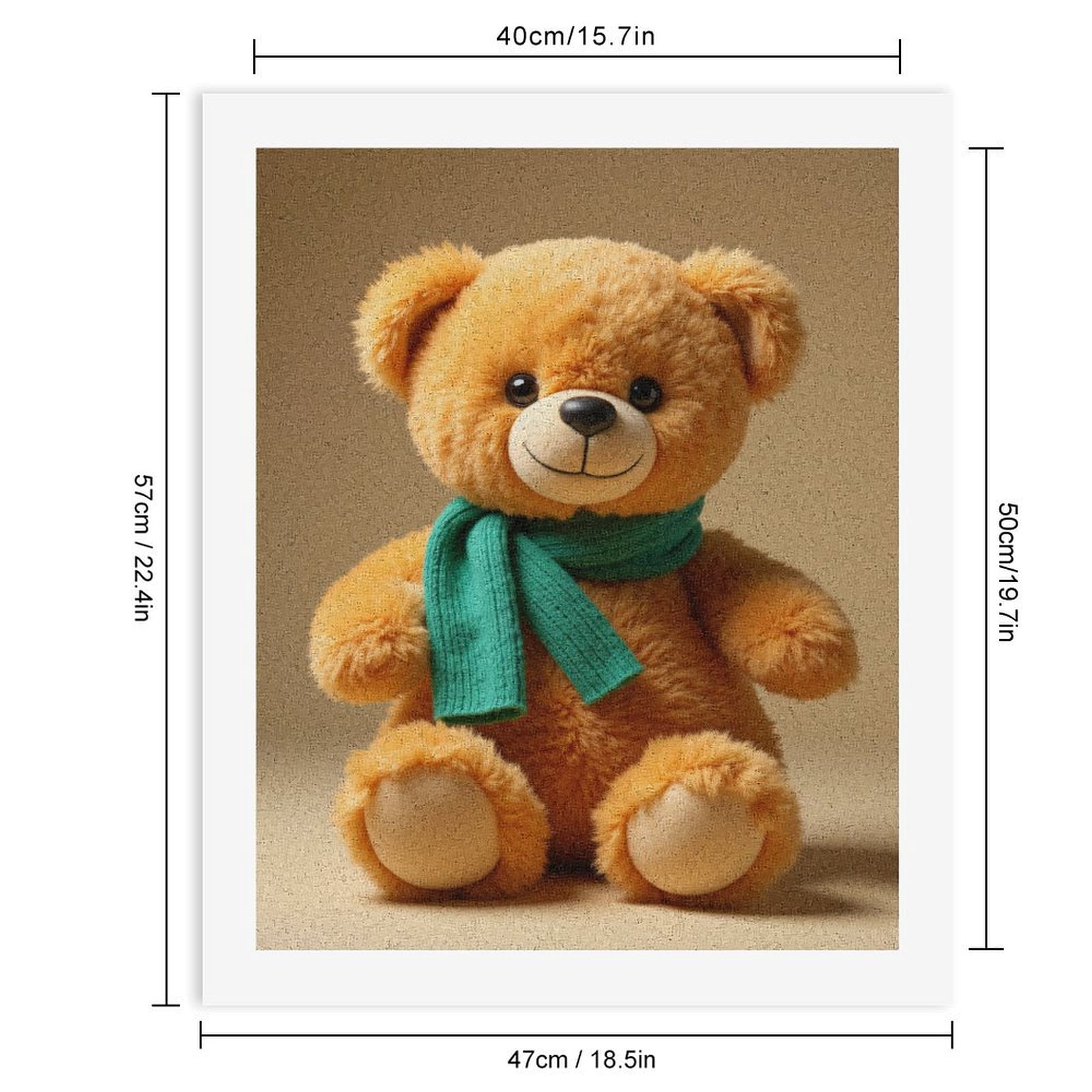 Paint By Numbers Kit for Adults Beginner - DIY Cuddly Teddy Bear Green Scarf Canvas Painting Kits for Adults, Frameless Paint By Number for Adults for Home Wall Decor 16x20 Inch