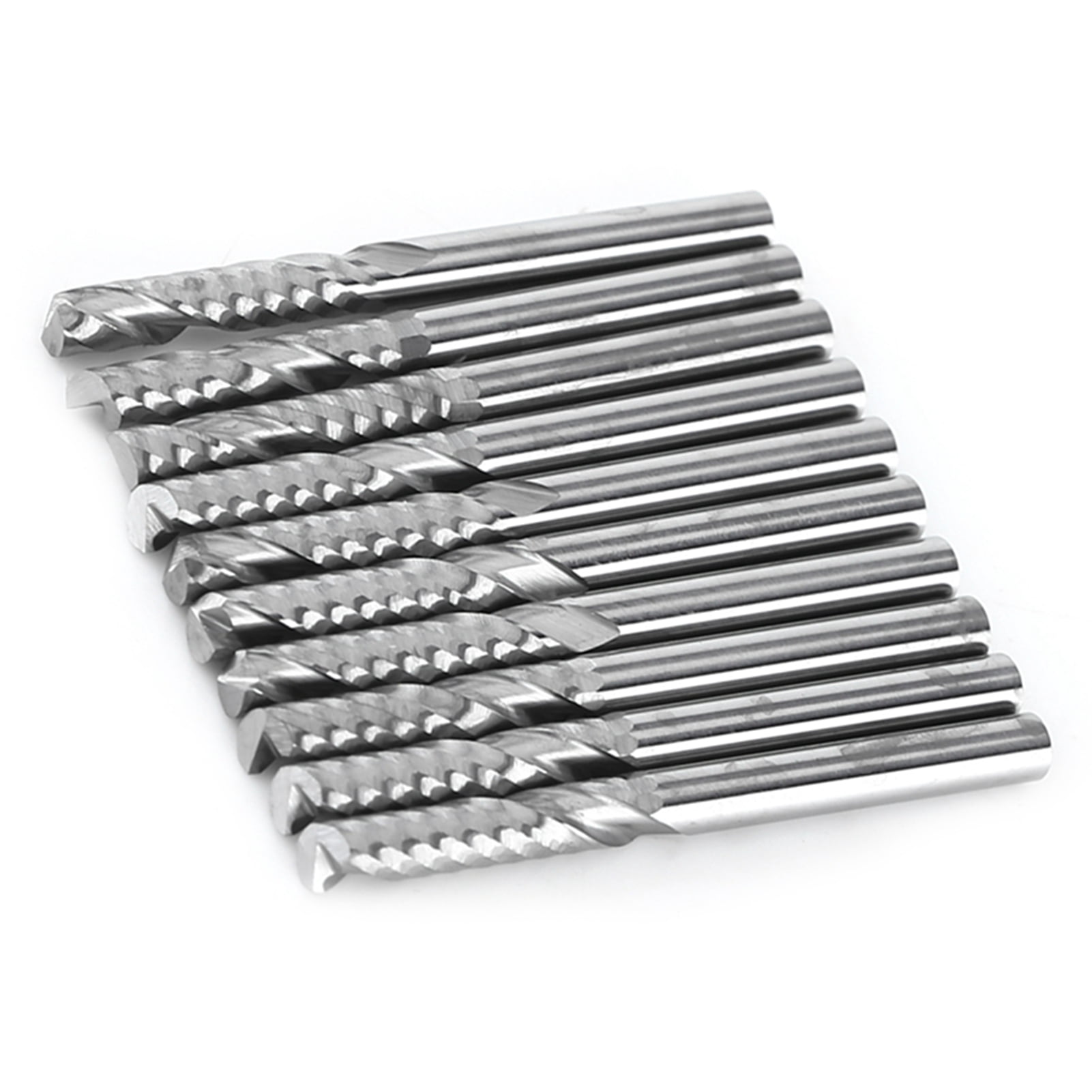 10pcs Single Flute End Mill Cutter CNC Tool Bits 3.175mm Diameter 22mm Cutting Edge Length
