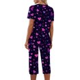 thumbnail image 5 of Valentine Day Pajamas Set for Women Heart Print Nightwear Short Sleeve and Capri Trousers Sets with Pockets, 5 of 7