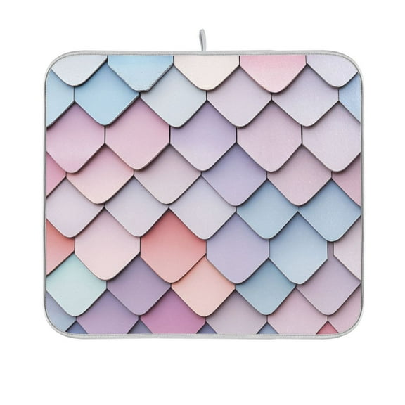 Yayeee Dish Drying Mat for Kitchen Counter 16"x18" Microfiber Absorbent Pad, Pink Art Pattern