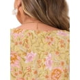 thumbnail image 5 of DARING DIVA Women's Plus Boho Floral Print V Neck Blouse 3X Yellow, 5 of 7