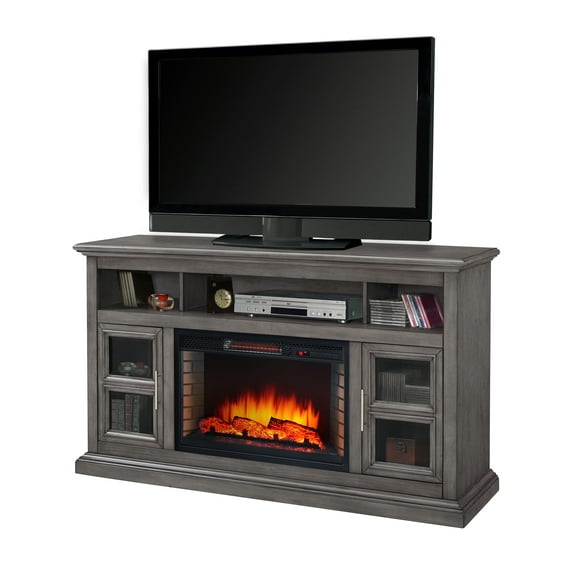 Glendale 58-in Media Electric Fireplace in Dark Weathered Grey