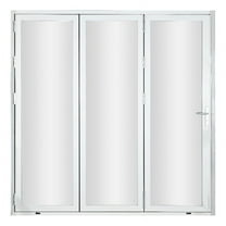 KaMic 96" x 96" 3 Panels Aluminum Folding Doors In White, Folded Out From Right To Left