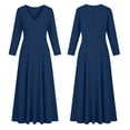 thumbnail image 2 of Bosfbaoi Dresses for Women V‑Neck 3/4 Sleeve A‑Line Flowy Maxi Dress, 2 of 6