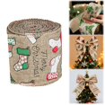 thumbnail image 2 of Apeya Cute Christmas Burlap Ribbon with Plaid Snowflake Tree Stocking Pattern 2.5 Inch 5 Yards for Gift Wrapping Wreath Bows Holiday DIY Crafts, 2 of 6