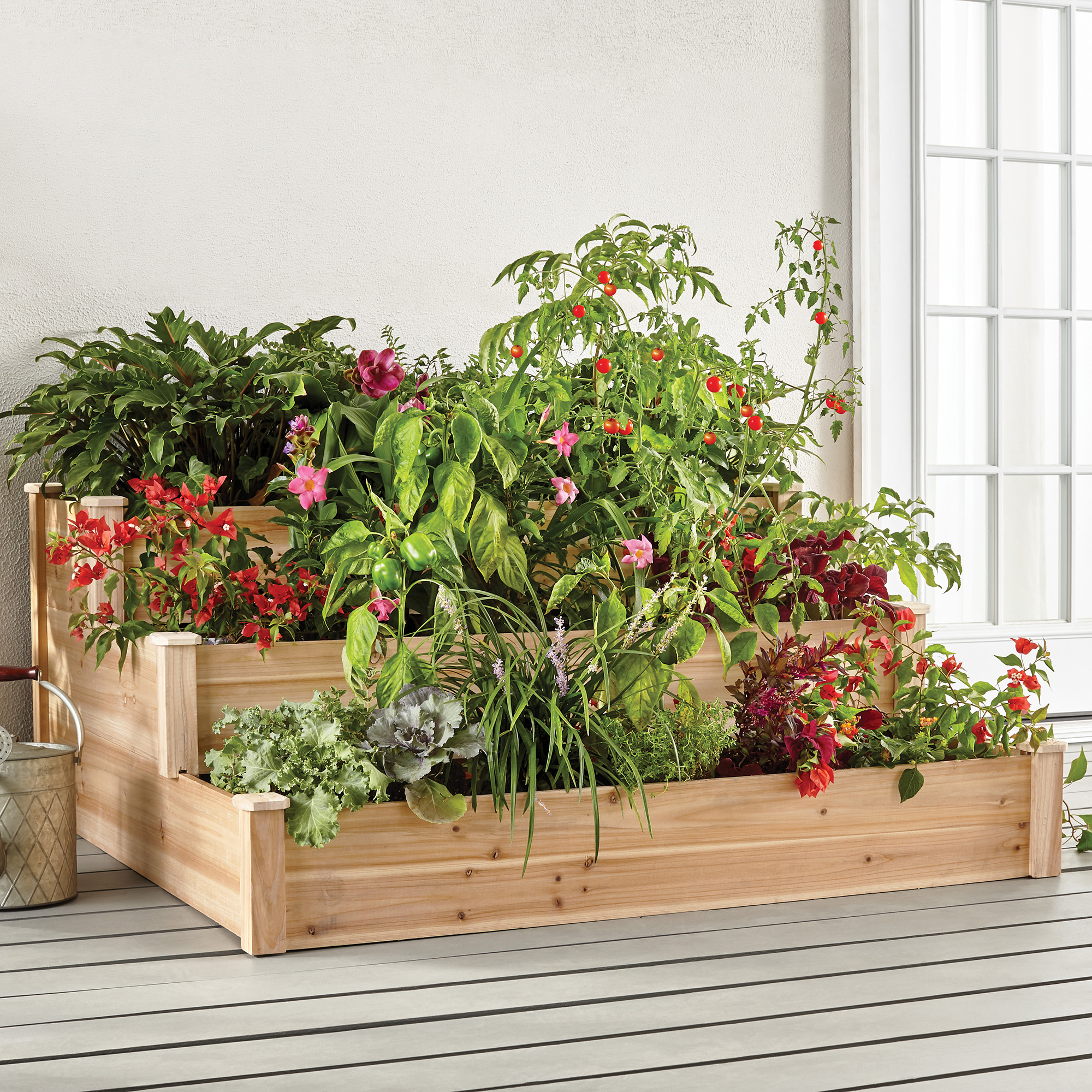 Better Homes \u0026 Gardens 3 Tier Cedar Raised Garden Bed, Natural - Walmart.com, image size:2000x2000