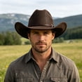 thumbnail image 4 of VOUZZA Western Cowboy Hat Men Metal Round Pattern Buckle Belt Band Vintage Wide Brim Straw Cowboy Hat Outdoor Cap, 4 of 6