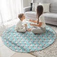 thumbnail image 3 of Light Blue Christmas Santa Pattern Round Blanket,Comfortable Soft Flannel Throw Blanket,All Season,Warm Lightweight Blankets for Sofa Bed Couch Living Room Chair 47"x47", 3 of 5