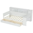 thumbnail image 5 of Wooden Twin Size Daybed with Storage Shelves, Multi-functional Bed with Two Storage Drawers and Study Desk, Antique White, 5 of 9