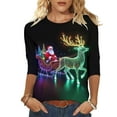 thumbnail image 2 of ‌FDGIU Funny Christmas Shirts for Women - Cute Xmas Tree Print 3/4 Sleeve Blouses, Holiday Tops with Crew Neck, Funny Christmas Tops, 2 of 6