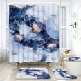 thumbnail image 6 of FRAMICS Navy Blue Marble Shower Curtain Sets with Rugs, 16-Piece Modern Abstract Bathroom Sets, Waterproof Fabric Bathroom Curtain Decor with Hooks, 6 of 8