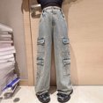 thumbnail image 5 of Gubotare Jeans for Girls Baggy Kids Girls Jeans Ripped Denim Pants Elastic Waist Baggy Trousers Size 10-11 (Blue,10-11 Years), 5 of 7