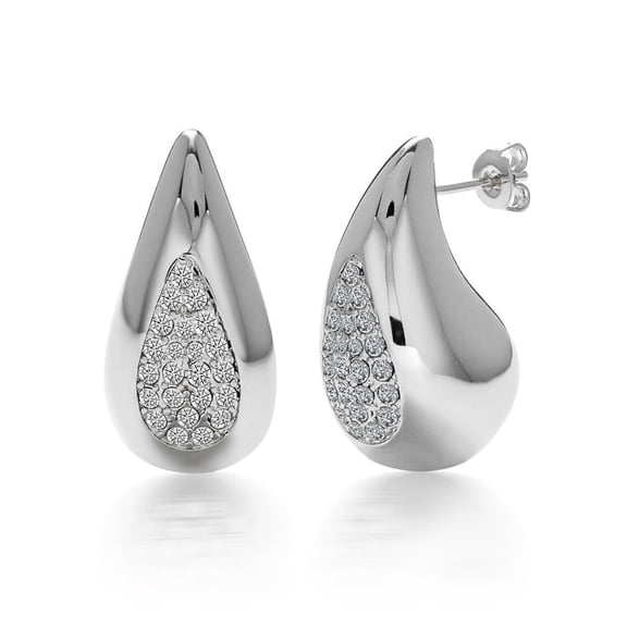 Cate & Chloe Sally 18k White Gold Plated Teardrop Stud Earrings with Swarovski Crystals for women