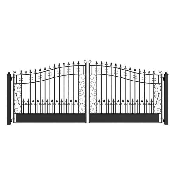 ALEKO Steel Dual 16 x 6 feet Black Swing Driveway Gate Venice Style