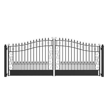 ALEKO Steel Dual 16 x 6 feet Black Swing Driveway Gate Venice Style