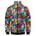 thumbnail image 4 of Chaqueta deportiva de talla grande 3D con diseño de grafiti de monstruo colorido para hombre, suéter con cuello alto y cremallera, chaqueta de béisbol para hombre, 4 of 5