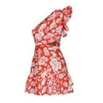 thumbnail image 6 of EINCcm Women's Summer Floral Wrap Dress Bohemian Strapless One Shoulder Ruffle Casual Short Sleeveless Beach Vacation Style Dresses, 6 of 8