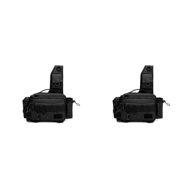 Advancent Bolsas de aparejos de pesca, bolsa de almacenamiento de caza al aire libre para peces, bolsa de almacenamiento de gran capacidad negra Negro 2Conjunto