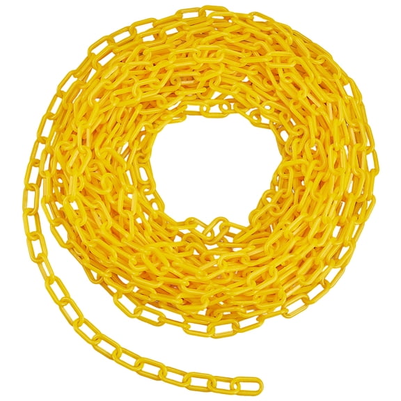 49 Foot Yellow Plastic Safety Chain Yellow Barrier Chains Large PVC 1.4 Inch Link Diameter Queue Line Driveways Crowd Control Barriers Links