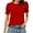 Red, variant on Summer Tops for Women 2026 Fashion Spring/ Clothing Solid Color Base T-Shirts Lace Sleeve Short Sleeve Round Neck Top/T-Shirts