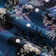 thumbnail image 6 of YIUME Dark Blue Hand Painted Orchid Floral Print 100% Cotton Button-down Shirt, 6 of 9