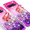 thumbnail image 4 of SOGA Rhinestone Liquid Quicksand Cover Cute Girl Phone Case Compatible for Samsung Galaxy S10 Case, with RingStand for Magnetic Car Mounts and Lanyard - Purple / Pink, 4 of 5