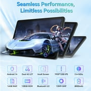 10.1in Android 14 Tablet 14gb RAM 128gb ROM, Octa-Core 4G Cellular Tablet with keyboard, FHD IPS Incell Screen, Wifi, GPS,13MP+8MP, 8000mAh
