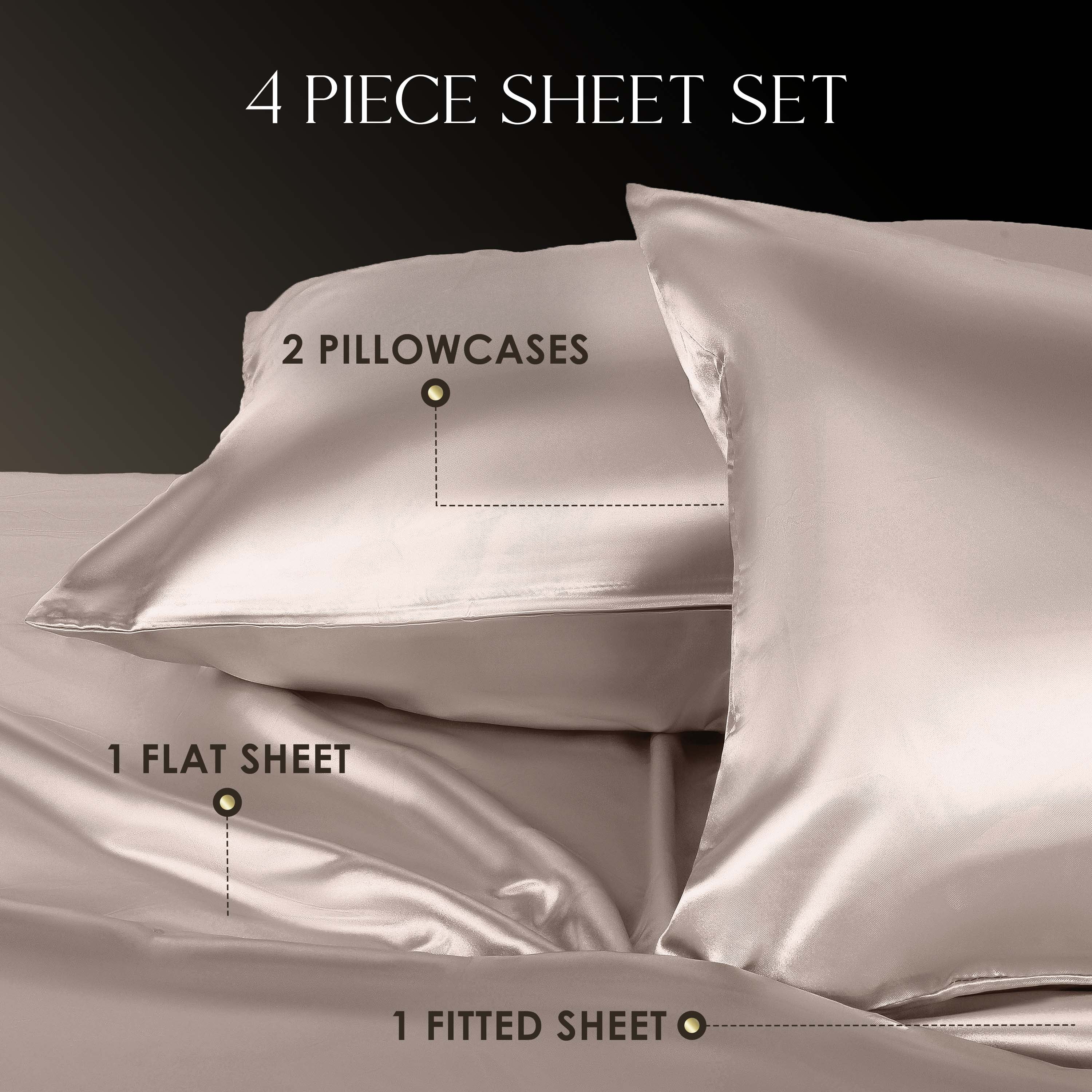 Martex Elegance 4-Piece King Satin Sheet Set | Silky Smooth | Great for Hair & Skin | Rose Gold