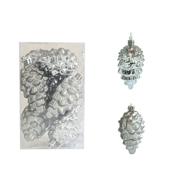 Kezqiaxn Christmas Tree Ornaments Sets 8Pcs/3.15In Christmas Tree Decorations Mini Pinecones Christmas Balls Ornaments Shatterproof Hanging Pendent for Xmas Tree Gray