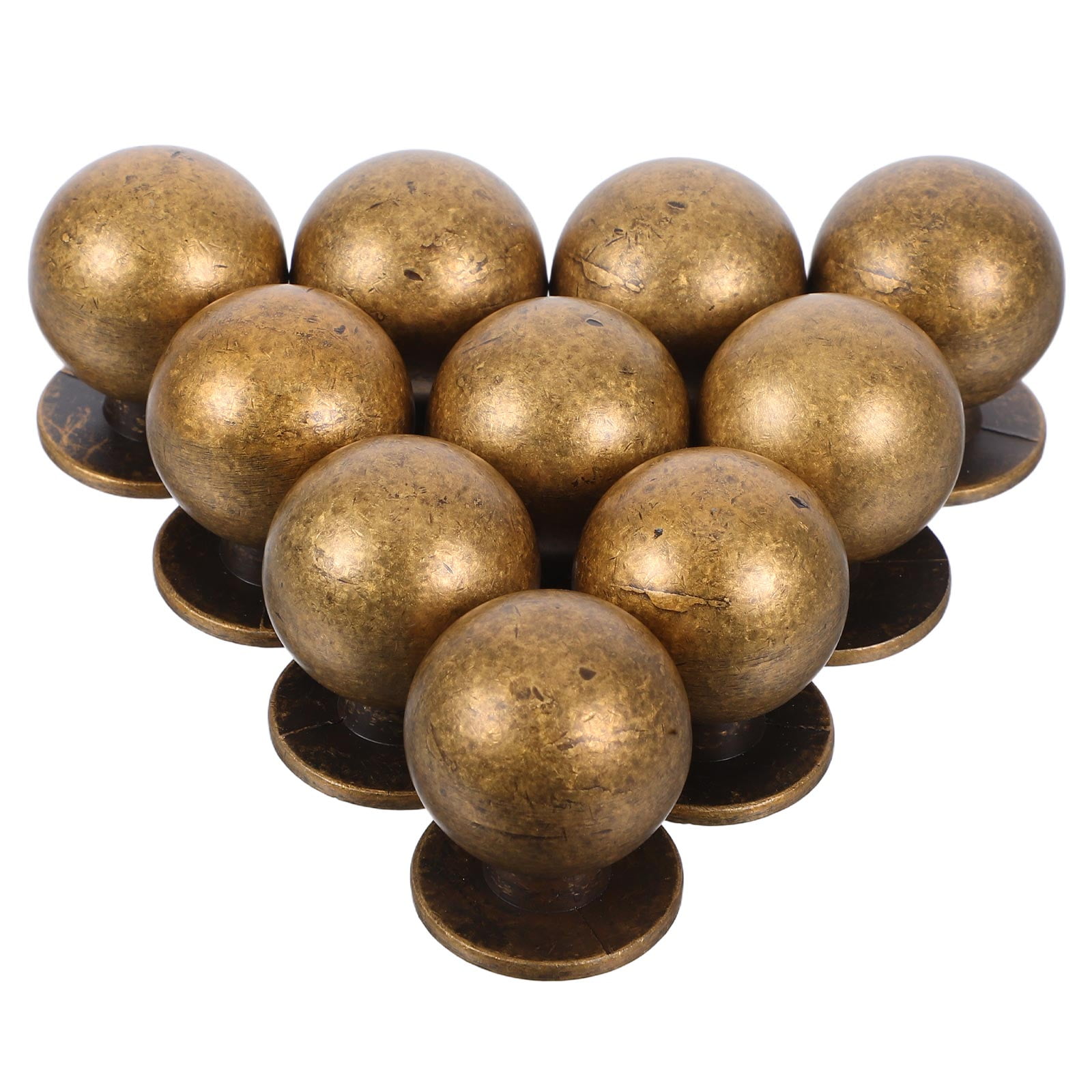 SWETRACE 10Pcs Antique Style Metal Cabinet Knobs Retro Round Brass Finish for Furniture