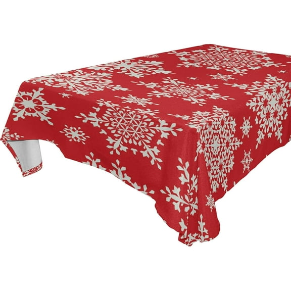 SKYSONIC Christmas Snowflake Tablecloth Waterproof Washable Polyester Square Table Cover Durable Tablecloth for Kitchen Dining Table Party Decor (60 X 120 Inch)
