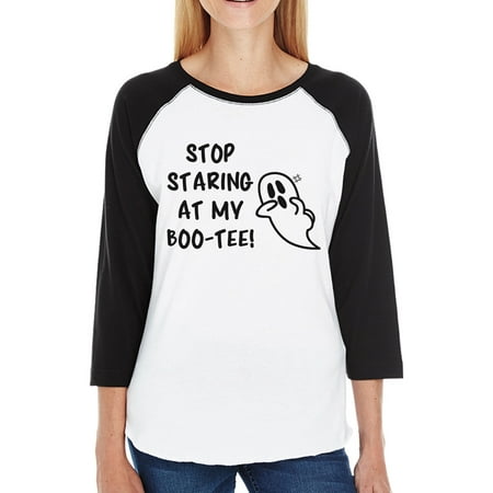 Staring At My Boo Womens Halloween Baseball Tee Couple Shirts Idea