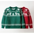 thumbnail image 5 of XIMIN Kid Boys Girls Christmas Sweater Slim Fit Round Neck Reindeer Snowflakes Ugly Long Sleeve Waffle Textured Knitted Xmas Jumper Sweater Pullover, 5 of 6