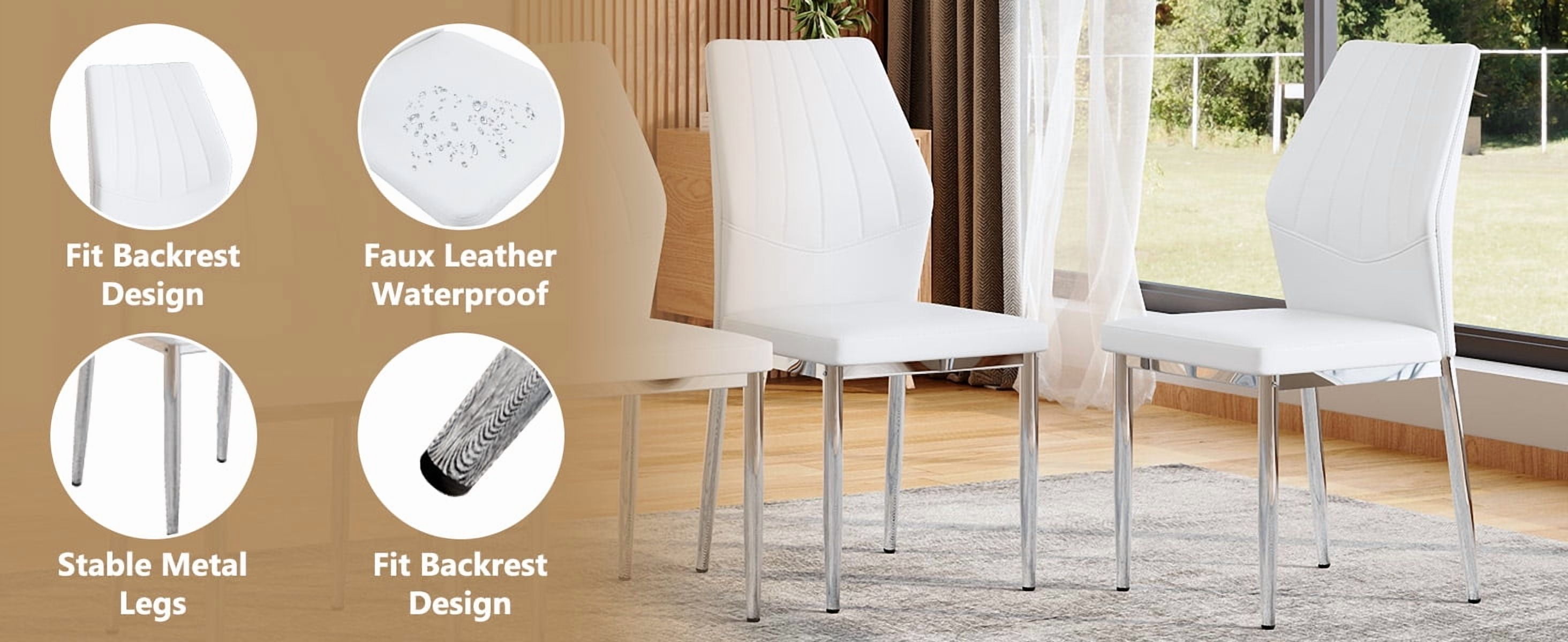 Sailvan Dining Chairs - 37 Inch Ergonomic PU Backrest
