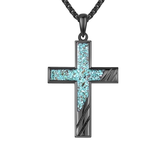 Leander Carved Cross Necklace Pendant, Christian Jewelry