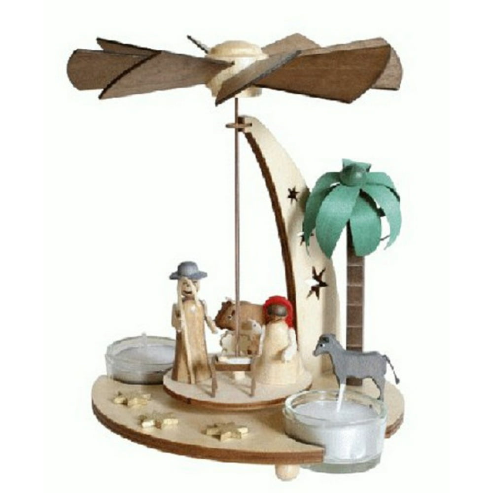 Nativity German Christmas Pyramid with Tea Lights Made in Germany New