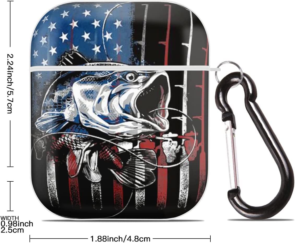 Fishing American Flag USA Bass Fish for AirPods Case Cover for
