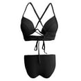 thumbnail image 4 of Ohufall Bikinis For Womens Swimsuits Sexy Solid Push Up High Cut Plus SIze Bikini Set Two Piece Swimsuit, 4 of 4