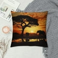 thumbnail image 2 of JEUXUS  Throw Pillows Covers Black Silhouette Elephants African Wild Animal Herd in The Sunset Home Decorative,Cushion Cover for Bedroom Sofa Living Room, 2 of 5