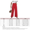 thumbnail image 2 of Pantalones de pierna ancha para mujer, cintura regular, ribete plisado, pantalones de traje largos holgados con bolsillos laterales, rojo L, 2 of 2
