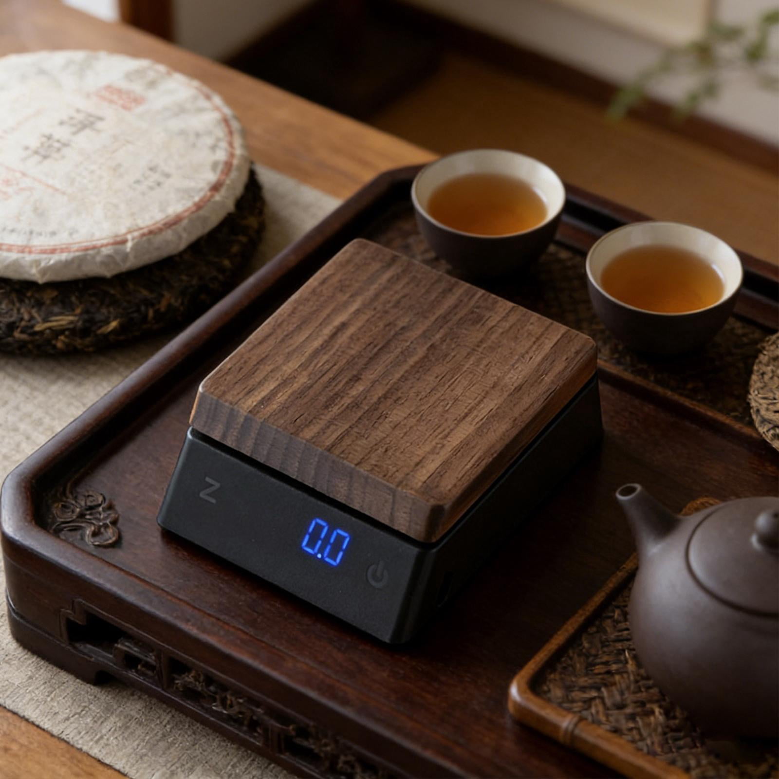 Fiocias Digital Coffee Scale High Precision Wood Compact Kitchen Weighing for Coffee and Black